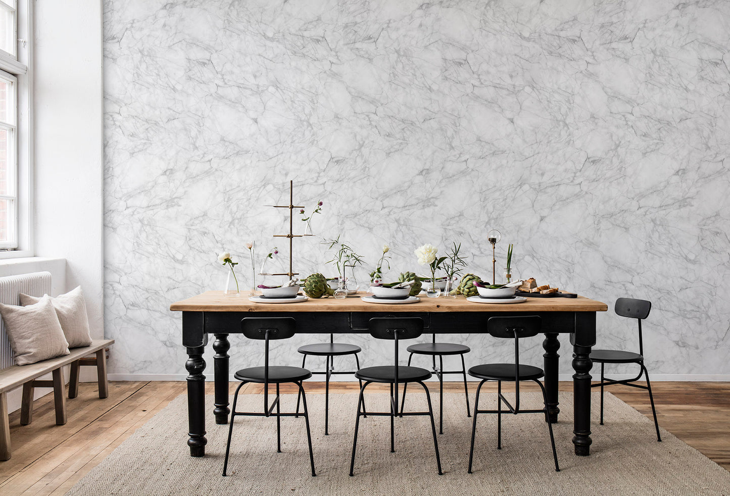 Noble White Marble Mural Wallpaper (SqM)