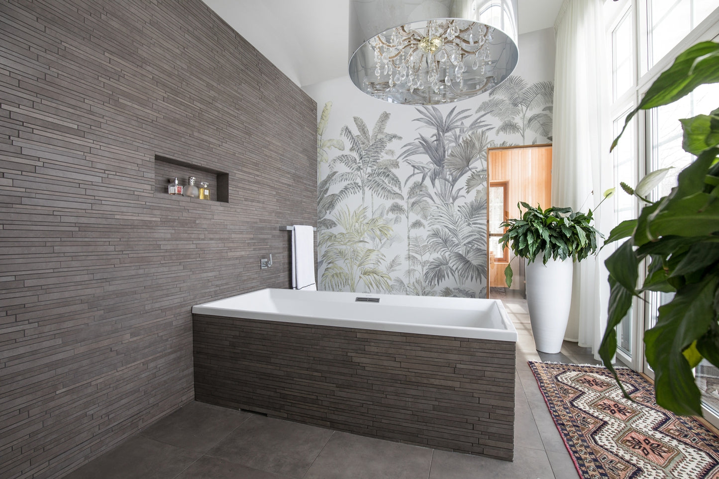 Pride Palms Gray Mural Wallpaper (SqM)