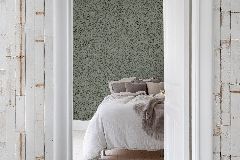 Raku Crackle Green Jade Mural Wallpaper (SqM)