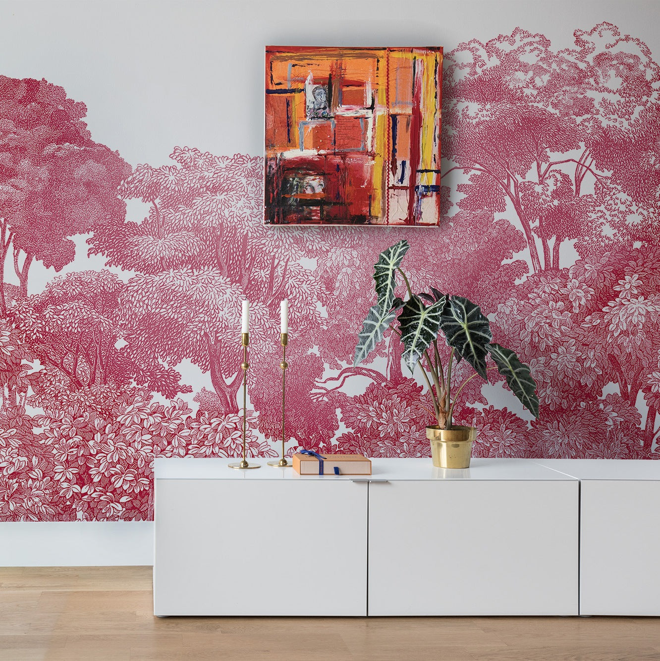 Bellewood Crimson Forest Mural Wallpaper (SqM)