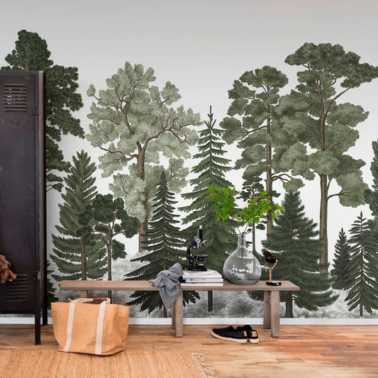 Bellewood Scandinavian Green Mural Wallpaper (SqM)
