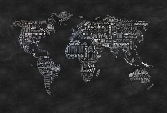Chalkboard Wanderlust World Map Mural Wallpaper (SqM)