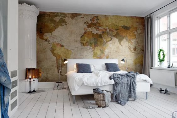 World Map Classic Vintage Mural Wallpaper (SqM)