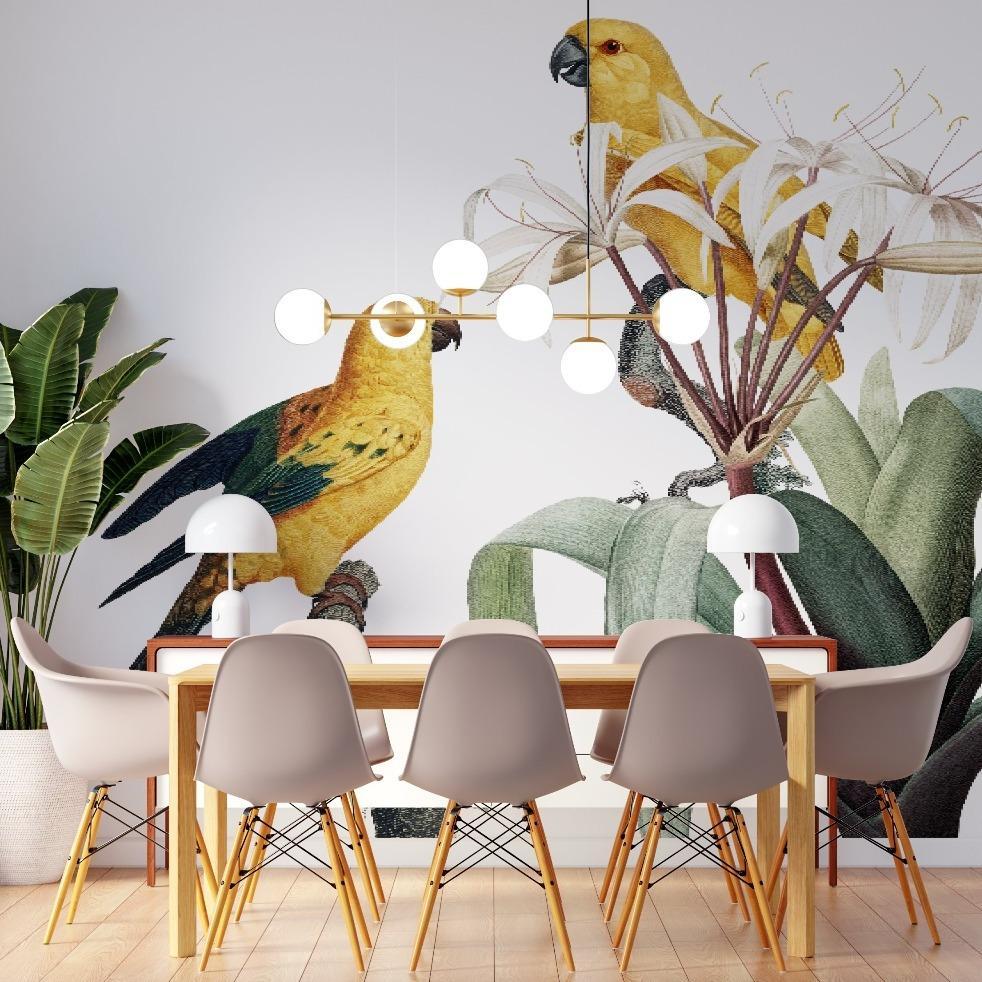 The Yellow Birdie Couple Mural Wallpaper (SqM)