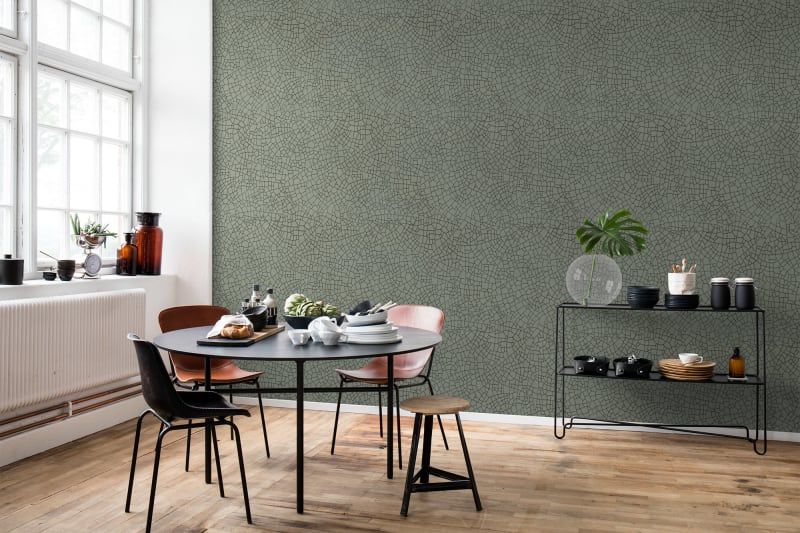 Raku Crackle Green Jade Mural Wallpaper (SqM)