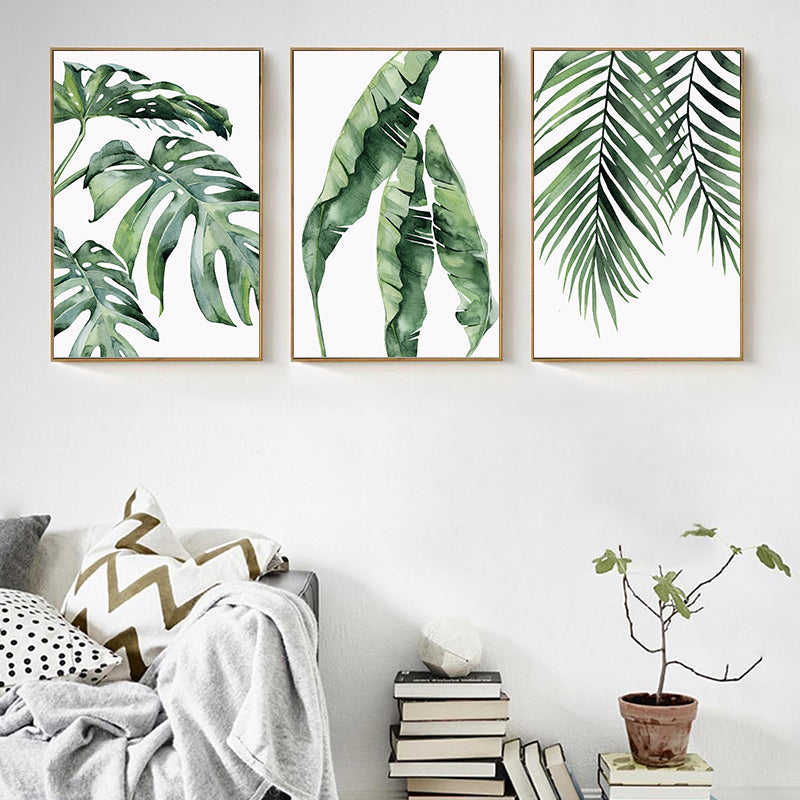 Monstera Trio Green Leaves Wall Art