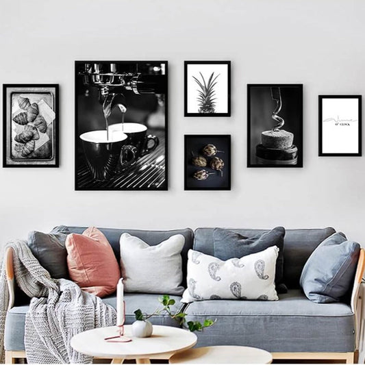 Black White Food Drink Kitchen Canvas Prints