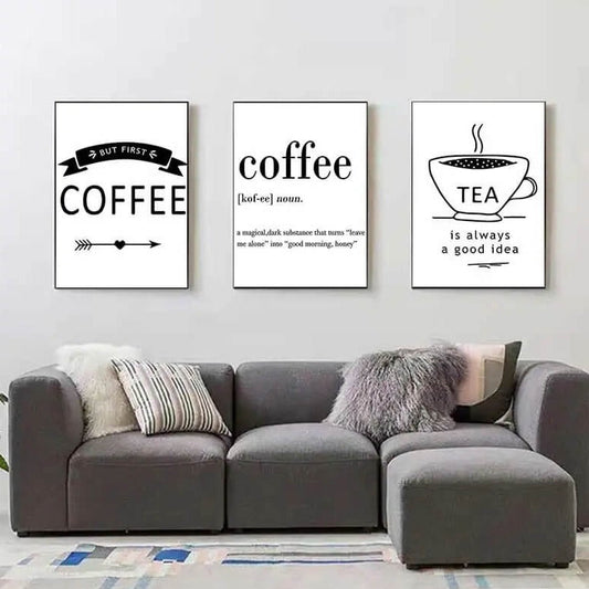 Minimalist Coffee Tea Quotes Canvas Prints