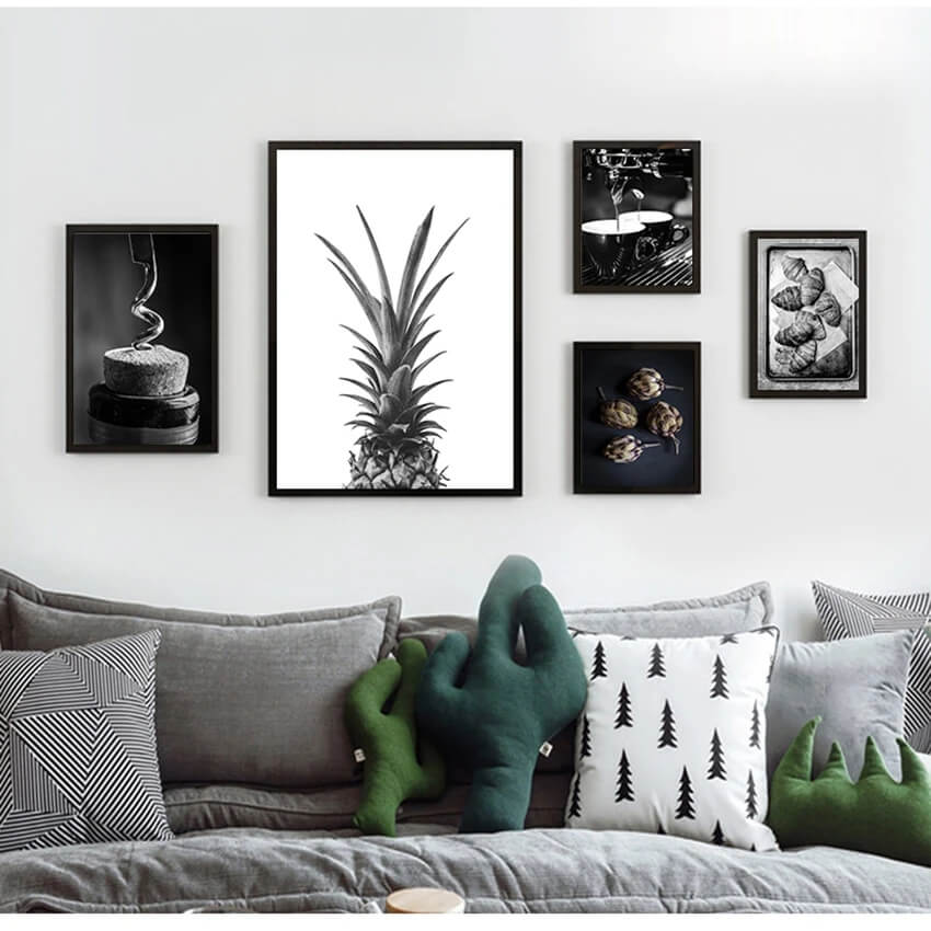 Black White Food Drink Kitchen Canvas Prints