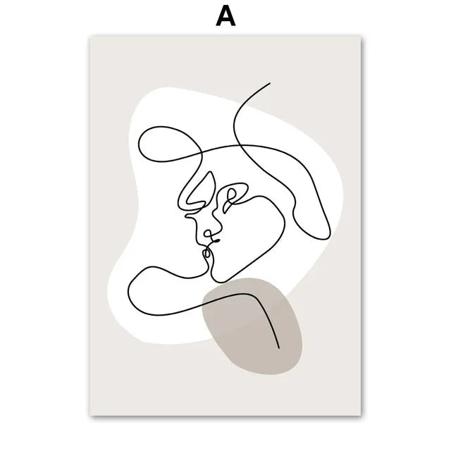 Abstract Line Woman Figure Lovers Wall Art