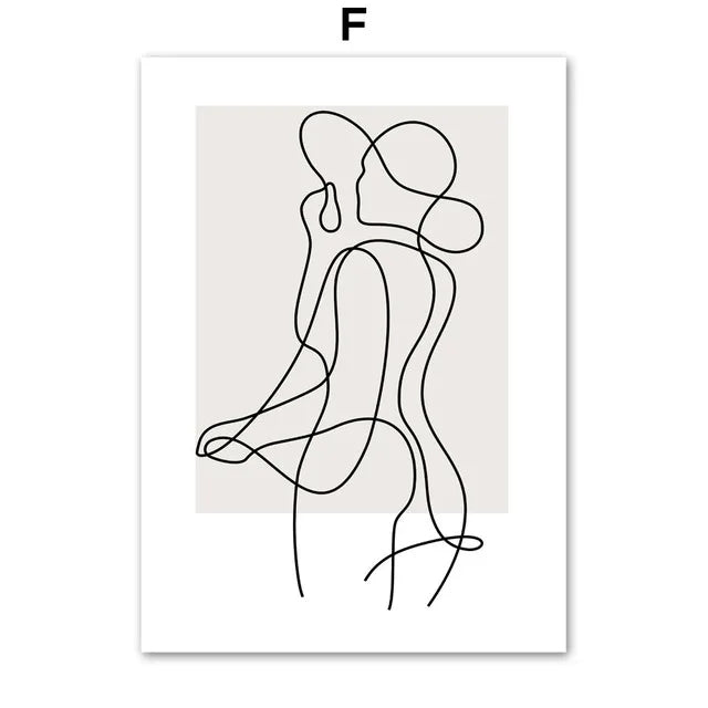 Abstract Line Woman Figure Lovers Wall Art