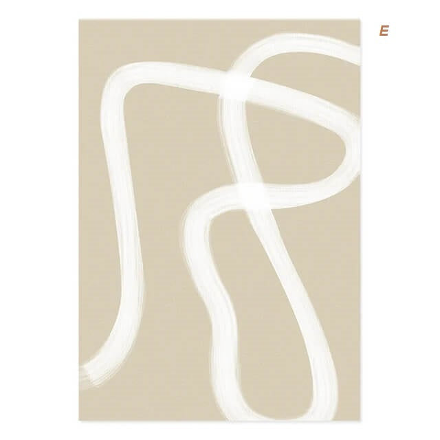 Boho Abstract Matisse Beige White Line Wall Art