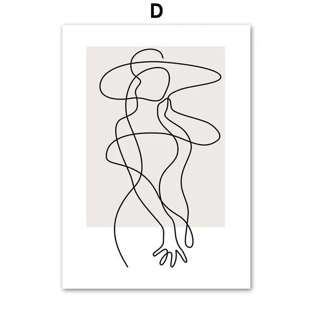 Abstract Line Woman Figure Lovers Wall Art