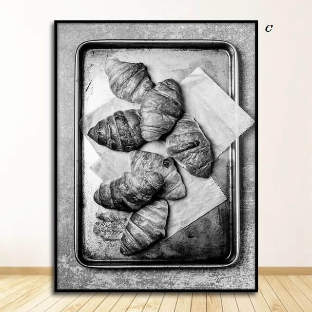 Black White Food Drink Kitchen Canvas Prints