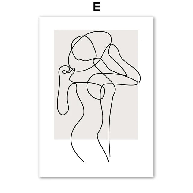 Abstract Line Woman Figure Lovers Wall Art