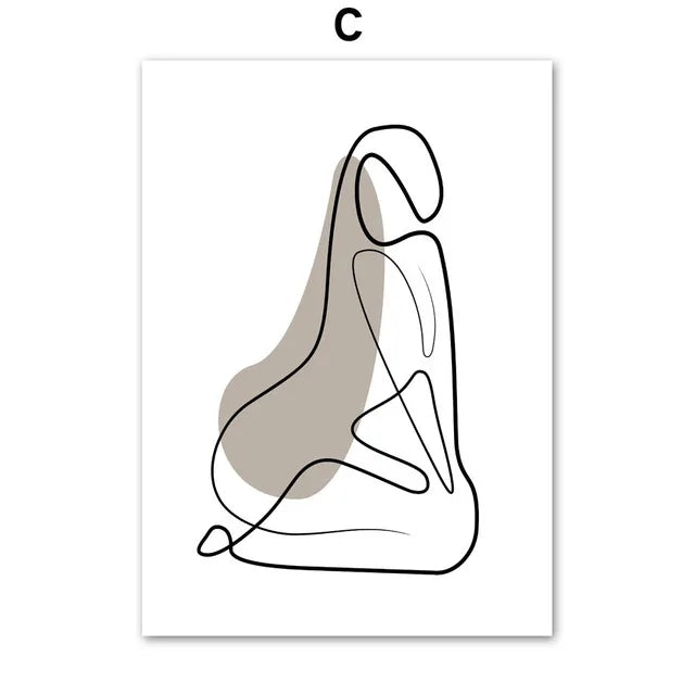 Abstract Line Woman Figure Lovers Wall Art