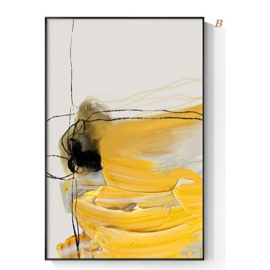 Abstract Yellow Black Canvas Prints