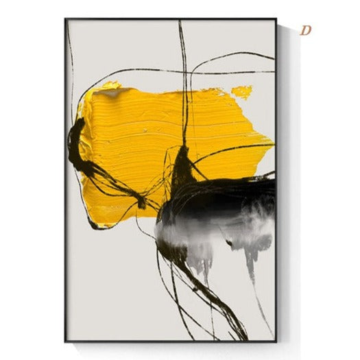Abstract Yellow Black Canvas Prints
