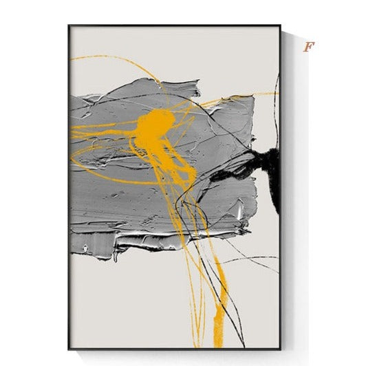 Abstract Yellow Black Canvas Prints