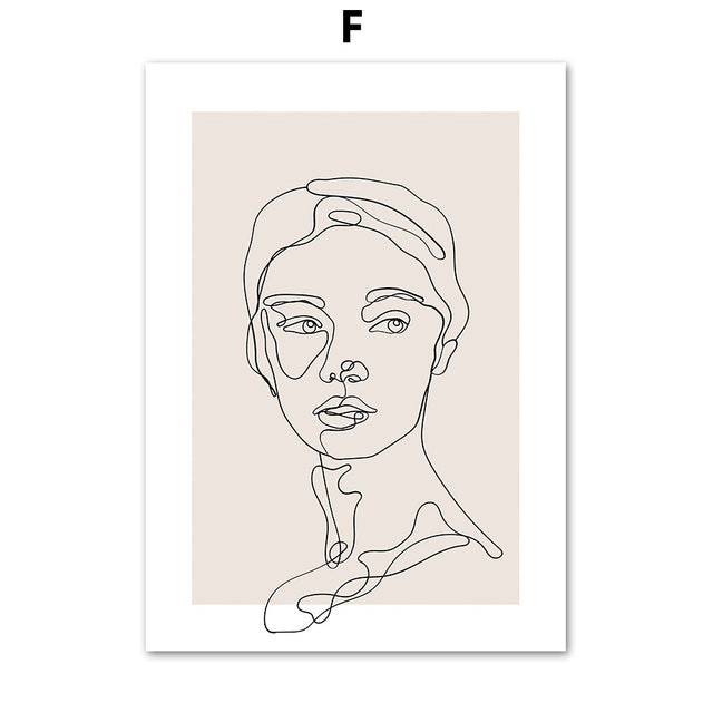 Abstract Woman Flower Line Art Canvas Prints