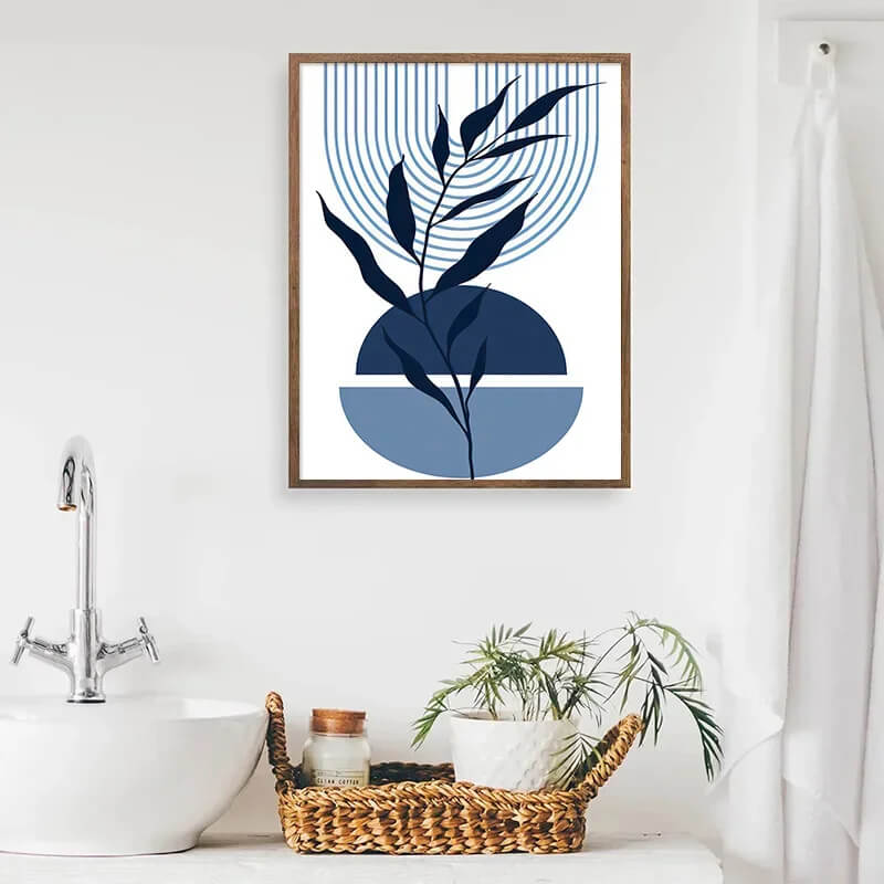 Boho Sun Arch Blue Abstract Wall Art Canvas Prints