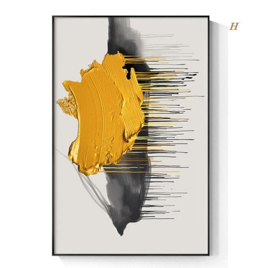 Abstract Yellow Black Canvas Prints