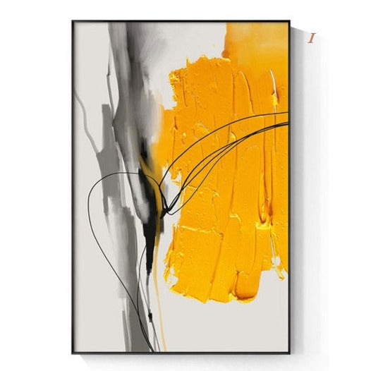 Abstract Yellow Black Canvas Prints