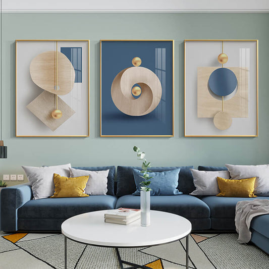 Abstract Blue White Geometric Canvas Print