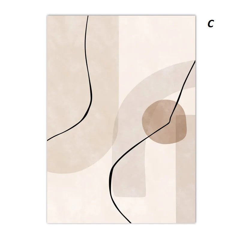 Abstract Boho Beige Line Minimalist Canvas Print Wall Art