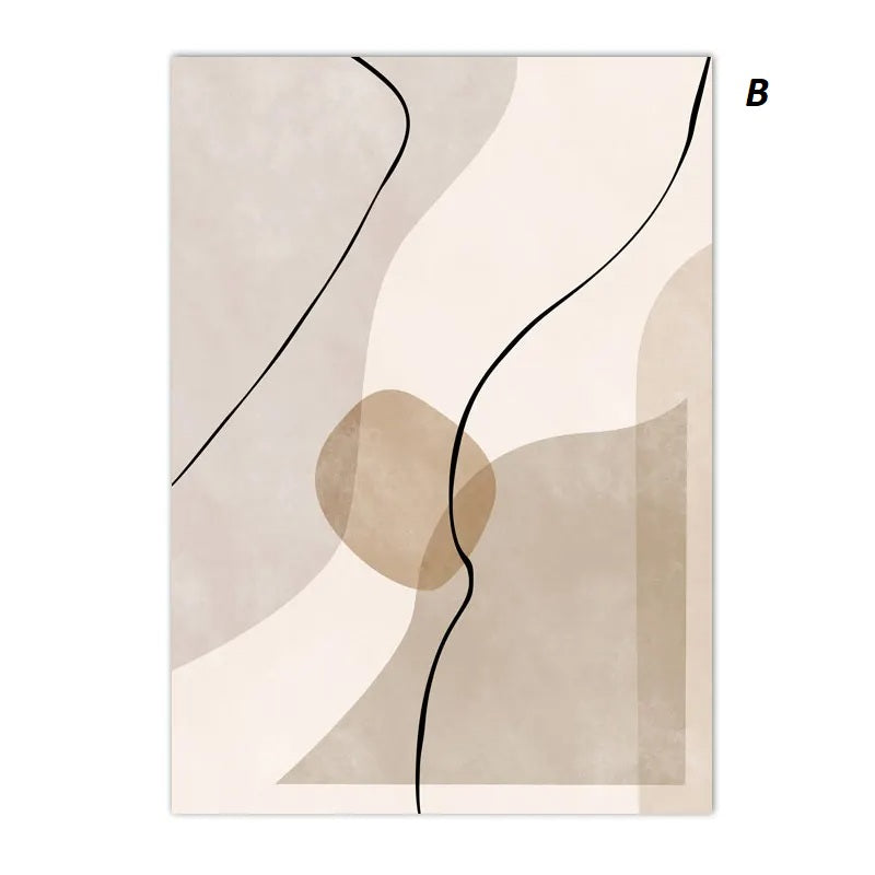 Abstract Boho Beige Line Minimalist Canvas Print Wall Art