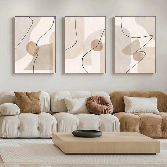 Abstract Boho Beige Line Minimalist Canvas Print Wall Art