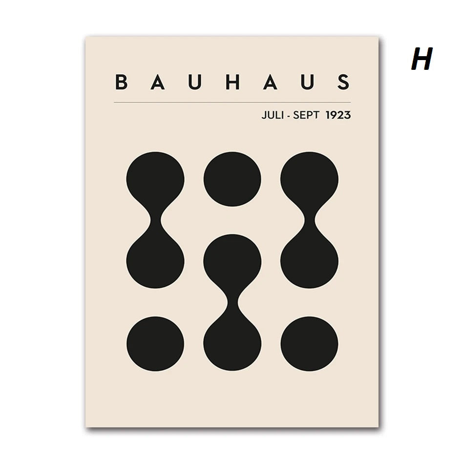 Black and White Abstract Geometric Bauhaus Wall Art Canvas Prints