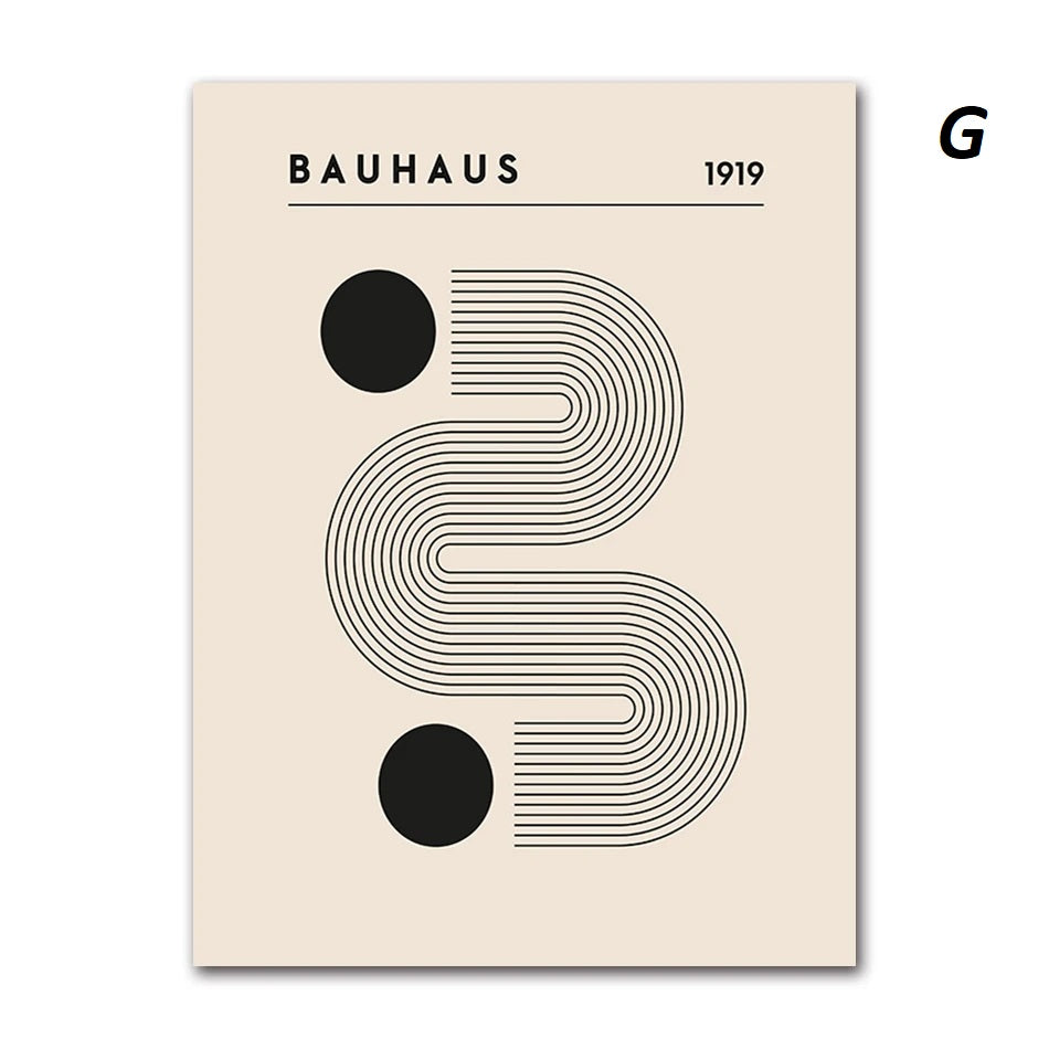 Black and White Abstract Geometric Bauhaus Wall Art Canvas Prints