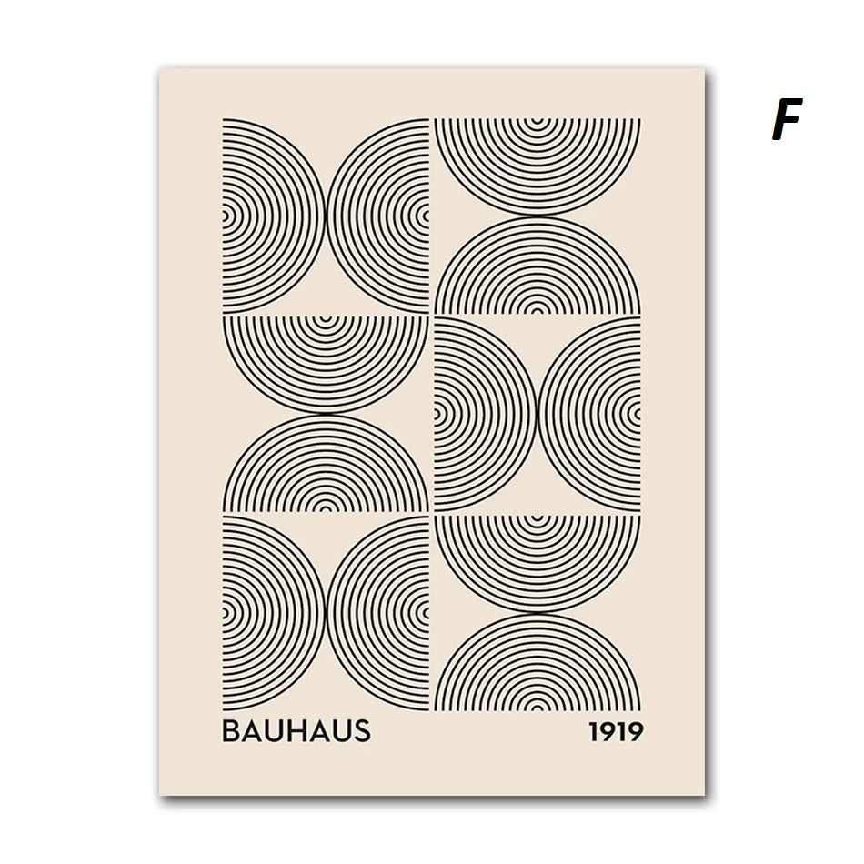 Black and White Abstract Geometric Bauhaus Wall Art Canvas Prints