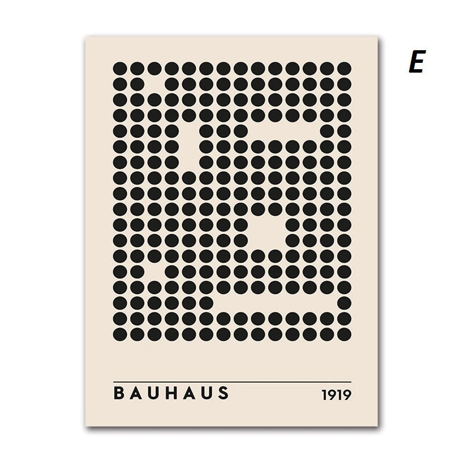 Black and White Abstract Geometric Bauhaus Wall Art Canvas Prints