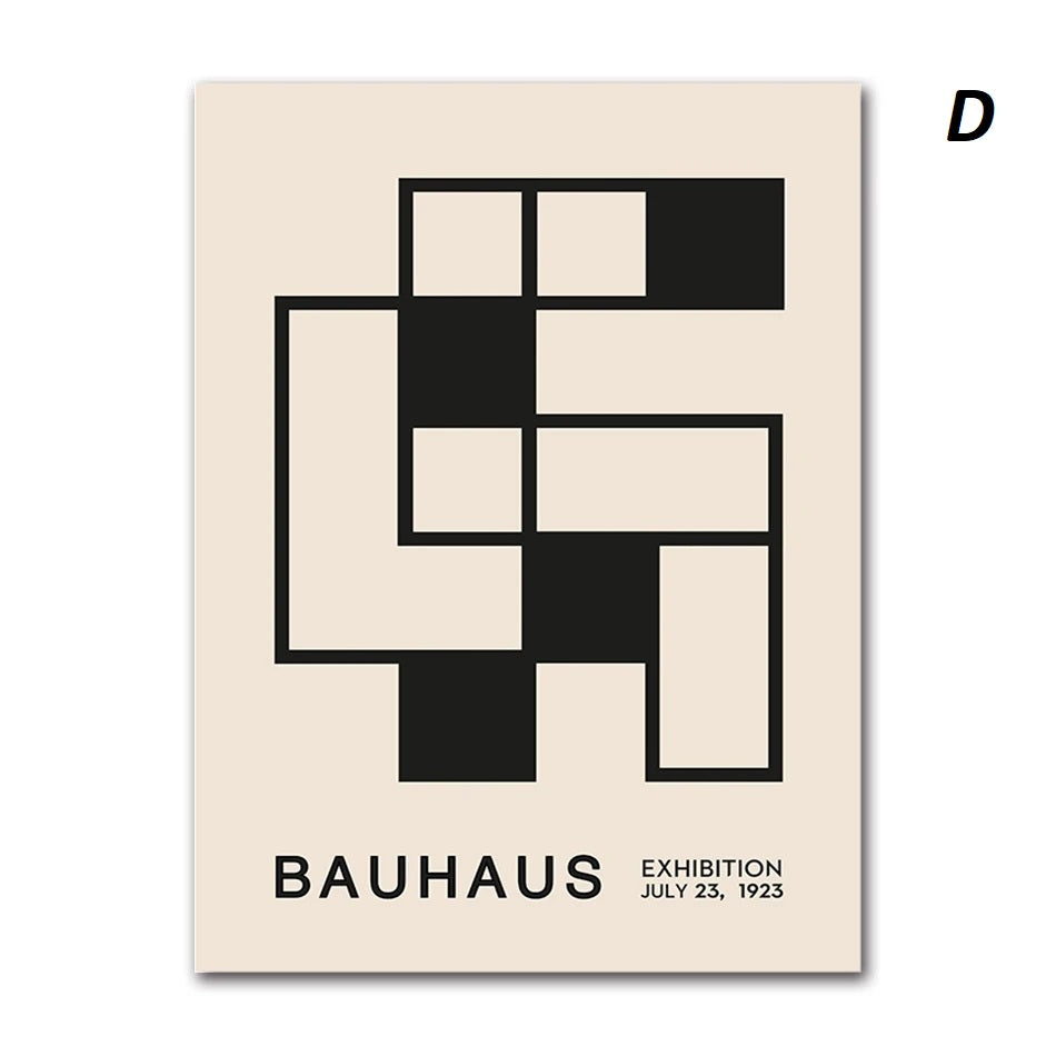 Black and White Abstract Geometric Bauhaus Wall Art Canvas Prints