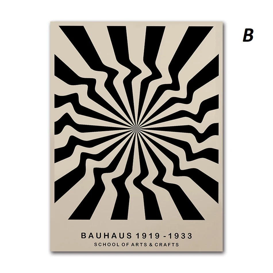Black and White Abstract Geometric Bauhaus Wall Art Canvas Prints
