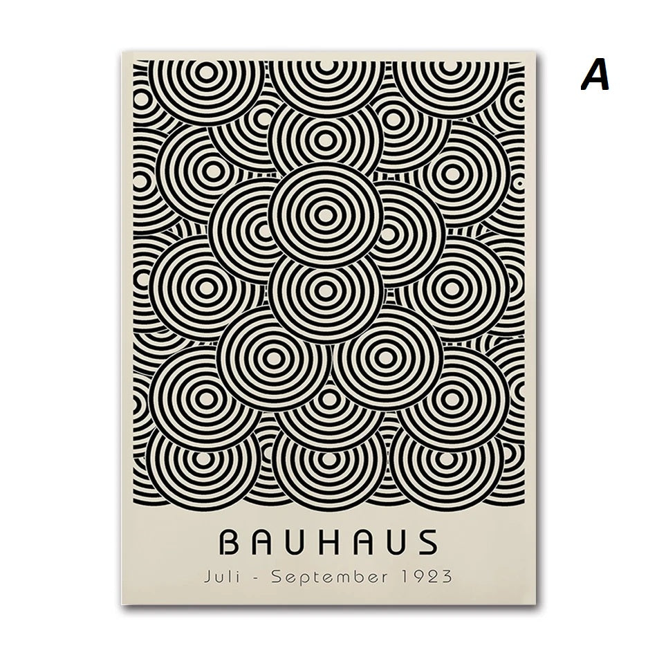 Black and White Abstract Geometric Bauhaus Wall Art Canvas Prints