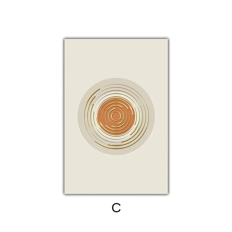 Decorative wall art with concentric circular design on a beige background