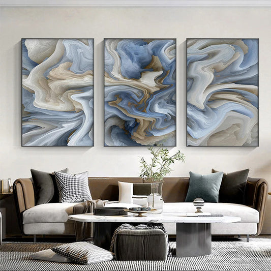 Abstract Beige Blue Gray Cloud Wall Art Canvas Prints