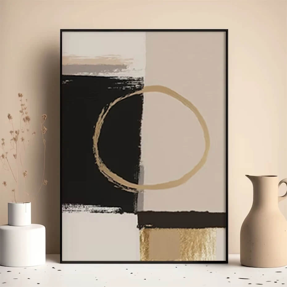 Abstract Beige Golden Black Canvas Prints