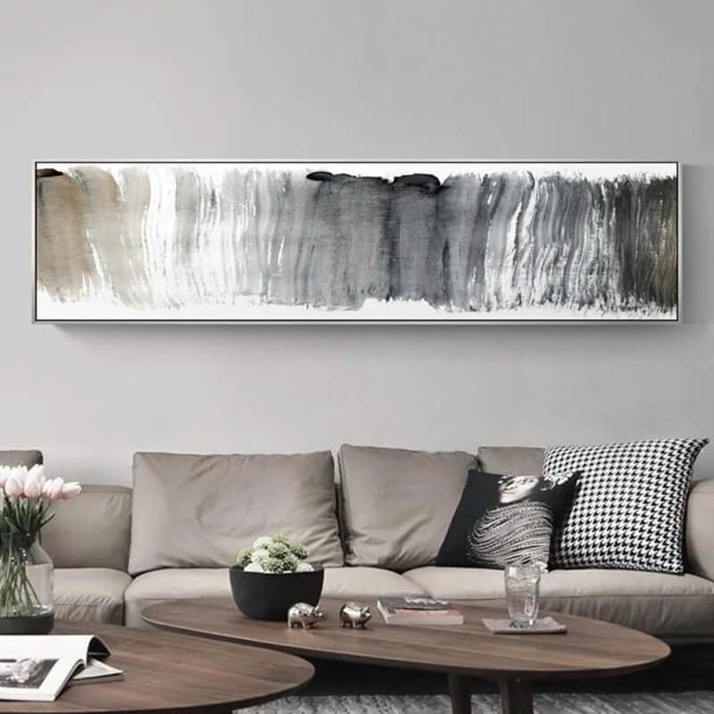 Abstract Black White Ink Brush Stroke Canvas Prints