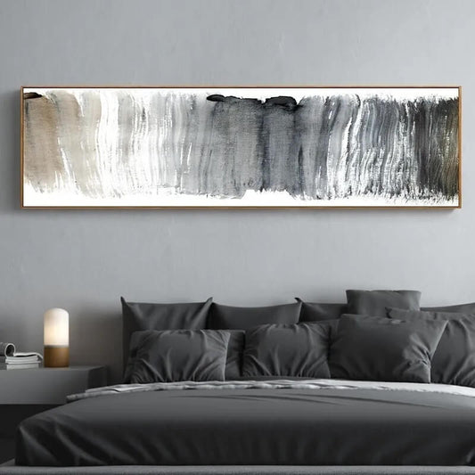 Abstract Black White Ink Brush Stroke Canvas Prints