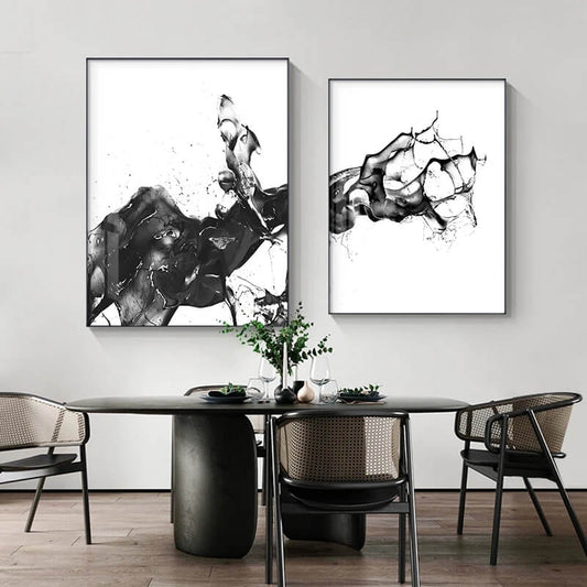 Abstract Black White Ink Splash Canvas Print