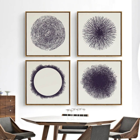 Abstract Black White Hollow Graphics Wall Art