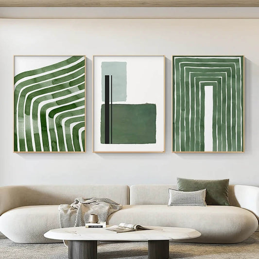 Abstract Fresh Green Line Wall Art