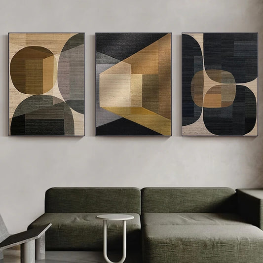 Abstract Geometric Black Brown Canvas Prints
