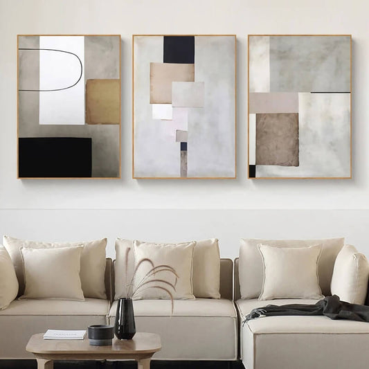 Abstract Geometric Vintage Block Canvas Prints