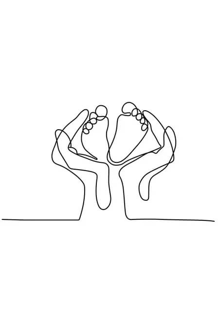 Abstract Line Drawing Family Hands Baby Wall Art