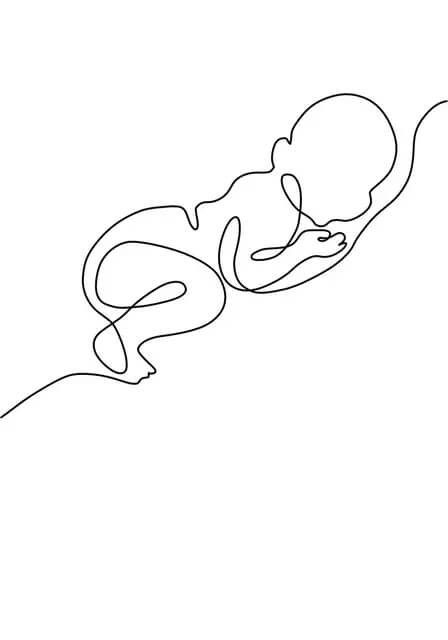 Abstract Line Drawing Family Hands Baby Wall Art